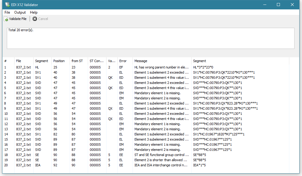 EDI Validation For EDI X12 With Standard Database